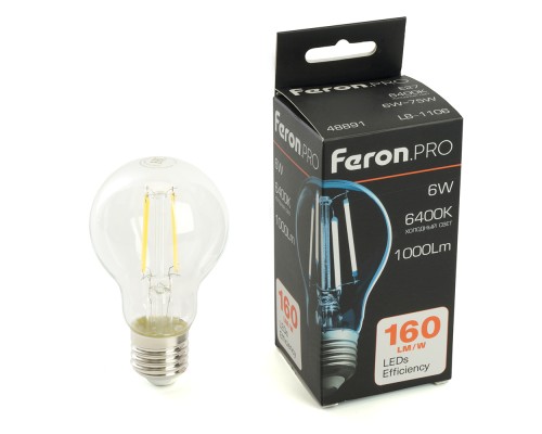 Лампа светодиодная Feron.PRO LB-1106 Шар E27 6W 175-265V 6400K