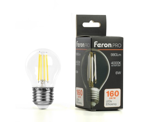 Лампа светодиодная Feron.PRO LB-1706 Шарик E27 980LM 6W 175-265V 4000K