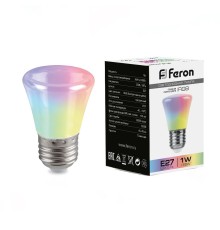 Лампа светодиодная Feron LB-372 Колокольчик матовый E27 1W RGB плавная сменая цвета