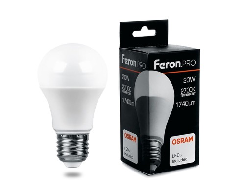 Лампа светодиодная Feron.PRO LB-1020 Шар E27 20W 2700K OSRAM LED