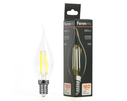 Лампа светодиодная Feron.PRO LB-1216 Свеча на ветру E14 6W 175-265V 4000K