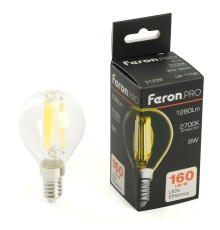 Лампа светодиодная Feron.PRO LB-1708 Шарик E14 1280LM 8W 175-265V 2700K