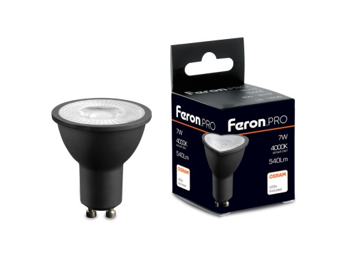 Лампа светодиодная Feron.PRO LB-1607 GU10 7W 175-265V 4000K в черном корпусе