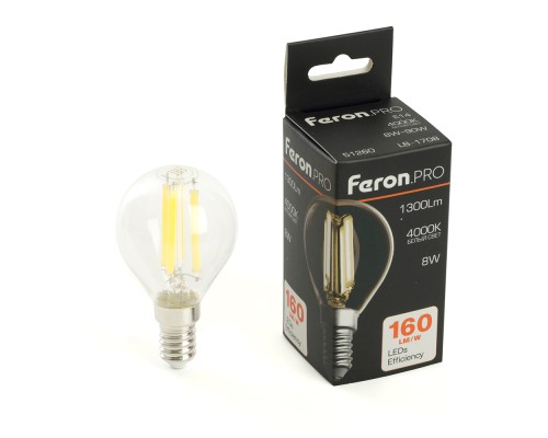 Лампа светодиодная Feron.PRO LB-1708 Шарик E14 1300LM 8W 175-265V 4000K