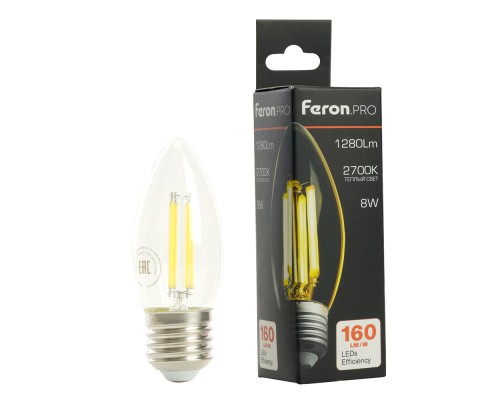 Лампа светодиодная Feron.PRO LB-1208 Свеча E27 8W 175-265V 2700K