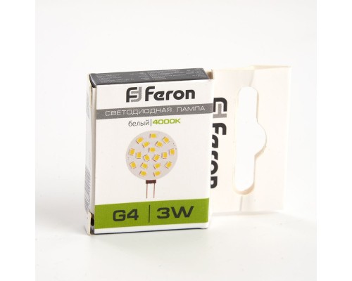 Лампа светодиодная Feron LB-16 9LED(2W) 12V G4 4000K, 37*27mm (для мебельных светильников)