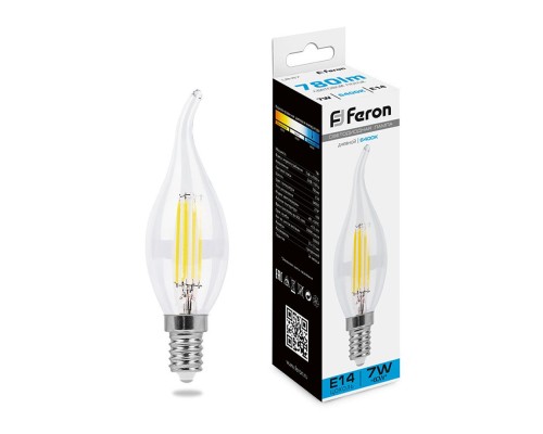 Лампа светодиодная Feron LB-67 Свеча на ветру  E14 7W 6400K