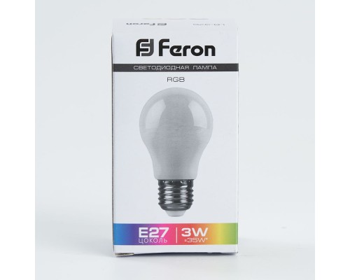 Лампа светодиодная Feron LB-375 E27 3W матовый 230V RGB плавная сменая цвета