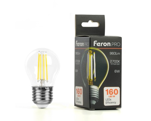 Лампа светодиодная Feron.PRO LB-1706 Шарик E27 960LM 6W 175-265V 2700K