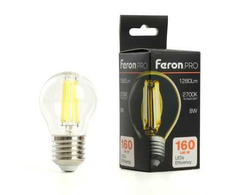 Лампа светодиодная Feron.PRO LB-1708 Шарик E27 1280LM 8W 175-265V 2700K