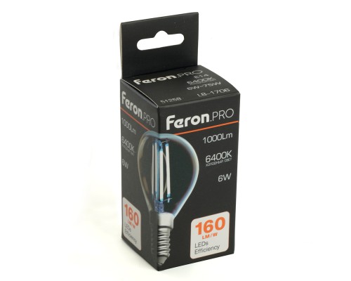 Лампа светодиодная Feron.PRO LB-1706 Шарик E14 1000LM 6W 175-265V 6400K