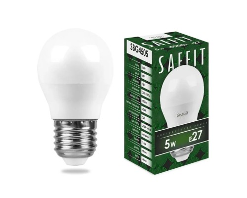 Лампа светодиодная SAFFIT SBG4505 Шарик E27 5W 230V 4000K