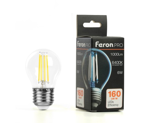 Лампа светодиодная Feron.PRO LB-1706 Шарик E27 1000LM 6W 175-265V 6400K