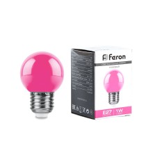 Лампа светодиодная Feron LB-37 Шарик E27 1W розовый