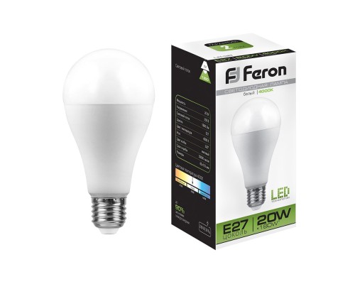 Лампа светодиодная Feron LB-98 (20W) 230V E27 4000K A65 25788