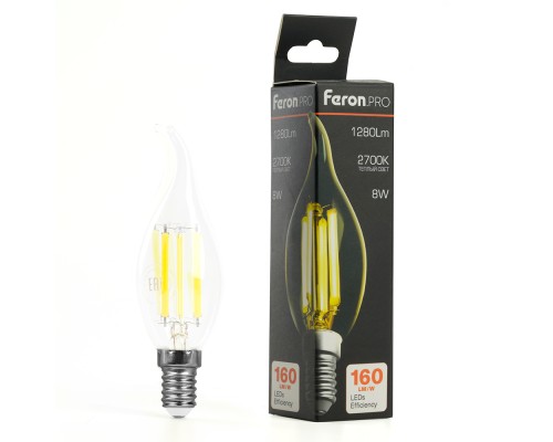 Лампа светодиодная Feron.PRO LB-1218 Свеча на ветру E14 1280LM 8W 175-265V 2700K