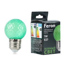 Лампа светодиодная Feron LB-385 Шарик зеленый прозрачный E27 1W 230V