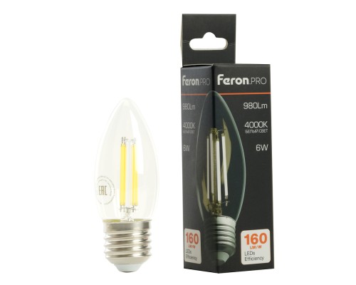 Лампа светодиодная Feron.PRO LB-1206 Свеча E27 6W 175-265V 6400K