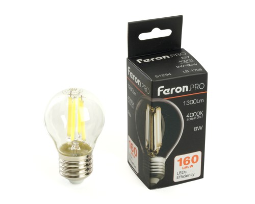 Лампа светодиодная Feron.PRO LB-1708 Шарик E27 1300LM 8W 175-265V 4000K