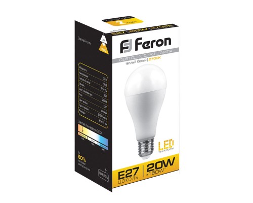 Лампа светодиодная Feron LB-98 (20W) 230V E27 2700K A65 25787