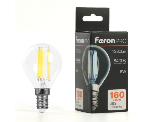 Лампа светодиодная Feron.PRO LB-1708 Шарик E14 1320LM 8W 175-265V 6400K