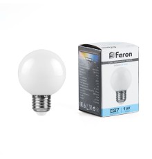 Лампа светодиодная Feron LB-37 Шарик E27 1W 6400K матовый