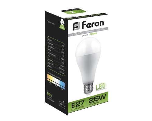 Лампа светодиодная Feron LB-100 (25W) 230V E27 4000K A65 25791