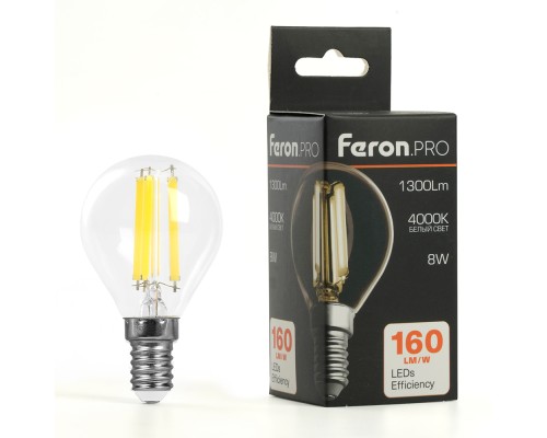 Лампа светодиодная Feron.PRO LB-1708 Шарик E14 1300LM 8W 175-265V 4000K