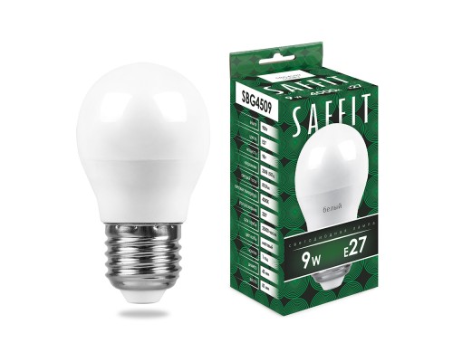 Лампа светодиодная SAFFIT SBG4509 Шарик E27 9W 230V 4000K
