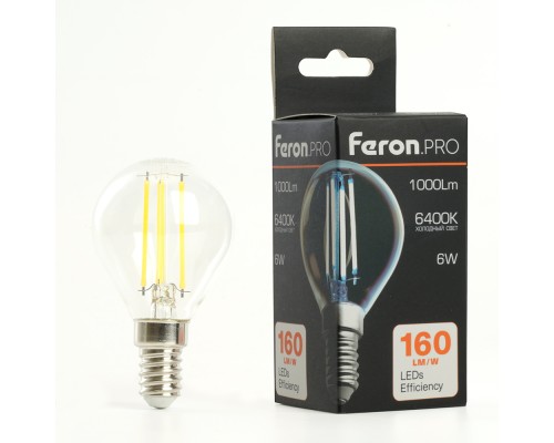 Лампа светодиодная Feron.PRO LB-1706 Шарик E14 1000LM 6W 175-265V 6400K