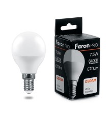 Лампа светодиодная Feron.PRO LB-1407 Шарик E14 7.5W 6400K