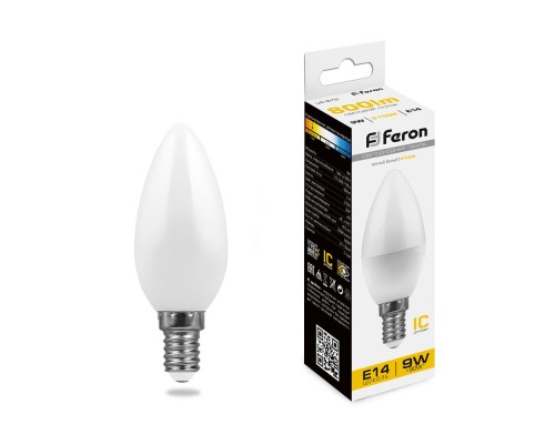 Лампа светодиодная Feron LB-570 9W 230V E14 2700K свеча (арт. 25798)