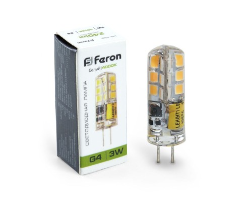 Лампа светодиодная Feron LB-422 48LED(3W) 12V G4 4000K капсула силикон 11x38mm