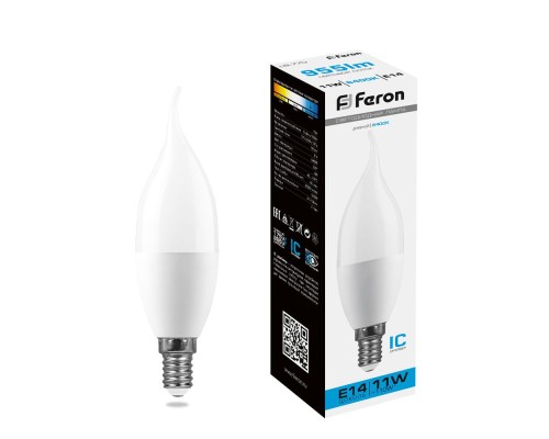 Лампа светодиодная Feron LB-770 Свеча на ветру E14 11W 175-265V 6400K