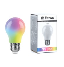 Лампа светодиодная Feron LB-375 E27 3W матовый 230V RGB плавная сменая цвета