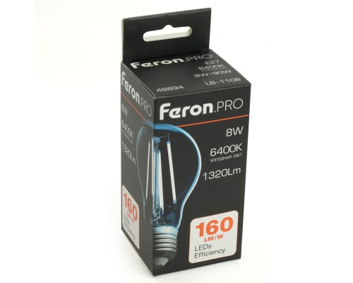 Лампа светодиодная Feron.PRO LB-1108 Шар E27 8W 175-265V 6400K