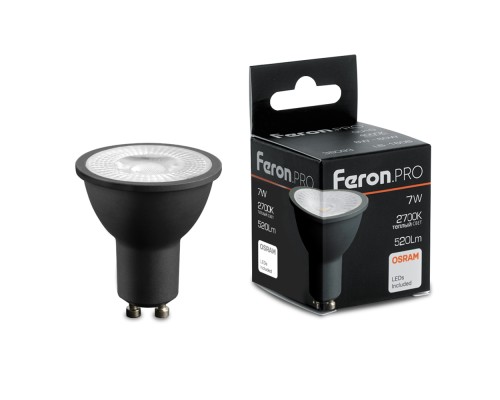 Лампа светодиодная Feron.PRO LB-1607 GU10 7W 175-265V 2700K  в черном корпусе
