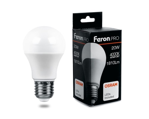 Лампа светодиодная Feron.PRO LB-1020 Шар E27 20W 4000K OSRAM LED