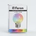 Лампа светодиодная Feron LB-37 Шарик прозрачный E27 1W 230V RGB плавная смена цвета