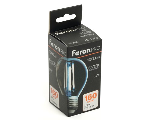 Лампа светодиодная Feron.PRO LB-1706 Шарик E27 1000LM 6W 175-265V 6400K