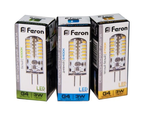 Лампа светодиодная Feron LB-422 48LED(3W) 12V G4 2700K капсула силикон 11x38mm