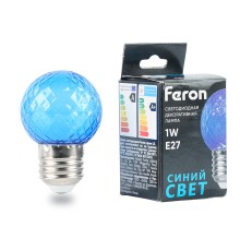 Лампа светодиодная Feron LB-385 Шарик синий прозрачный E27 1W 230V