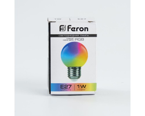 Лампа светодиодная Feron LB-37 Шарик матовый E27 1W 230V RGB плавная сменая цвета