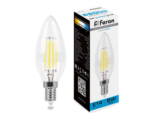 Лампа светодиодная Feron LB-73 Свеча E14 9W 6400K