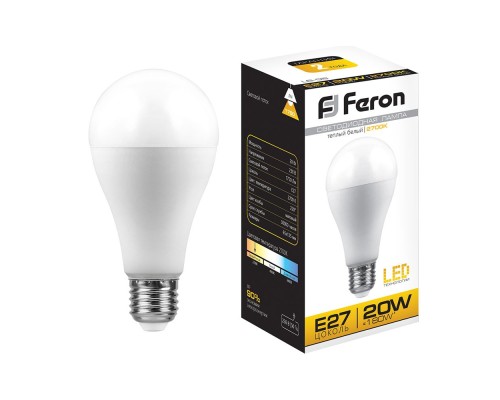 Лампа светодиодная Feron LB-98 (20W) 230V E27 2700K A65 25787