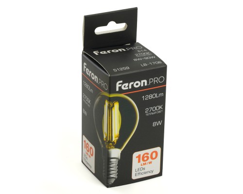 Лампа светодиодная Feron.PRO LB-1708 Шарик E14 1280LM 8W 175-265V 2700K