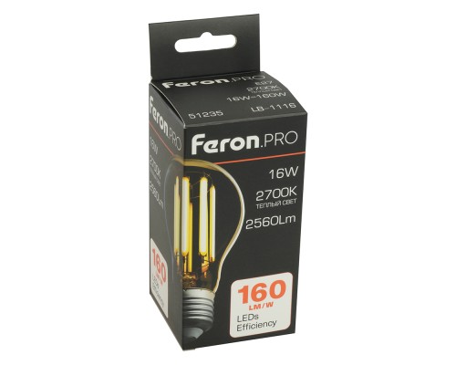 Лампа светодиодная Feron.PRO LB-1116 Шар E27 16W 175-265V 2700K