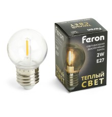Лампа светодиодная Feron LB-383 Шарик прозрачный E27 2W 230V 2700K