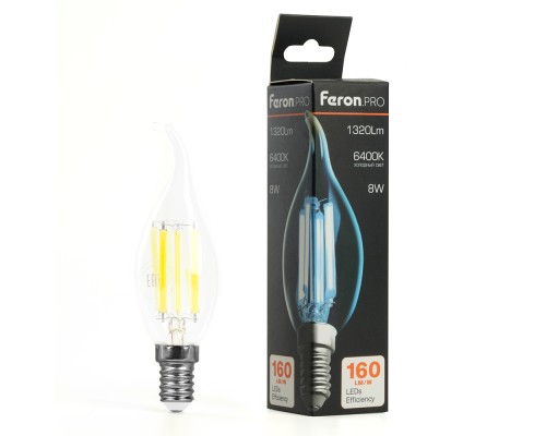 Лампа светодиодная Feron.PRO LB-1218 Свеча на ветру E14 1320LM 8W 175-265V 6400K