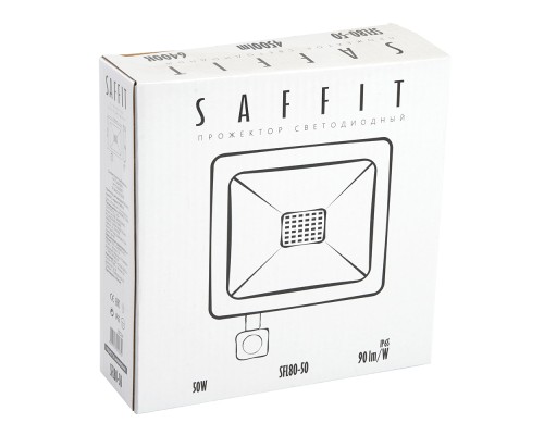 Прожектор светодиодный Saffit SFL80-50 с встроенным датчиком 50W 6400K IP65 (арт. 29524)